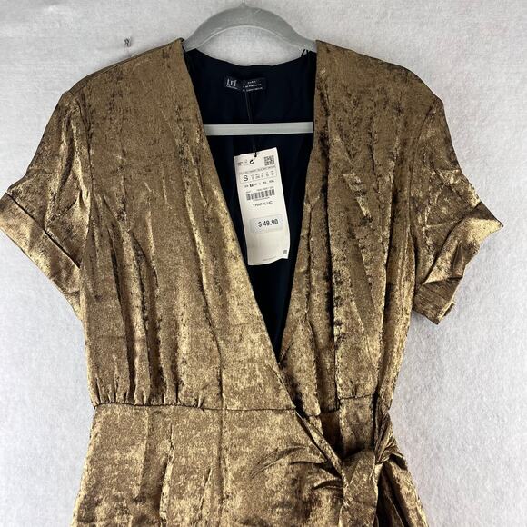 Zara Gold Mini Dress Size Small Metallic NYE Dress Party Holiday NWT Shine Sexy - Picture 7 of 9